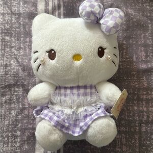 Hello Kitty Plush in White and Lavender Gingham
